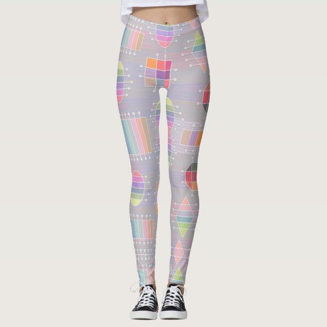Pastel Colors & Geometric Shapes Leggings (Front)