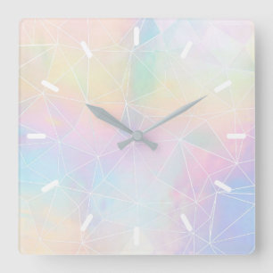 pastel colors geometric square wall clock