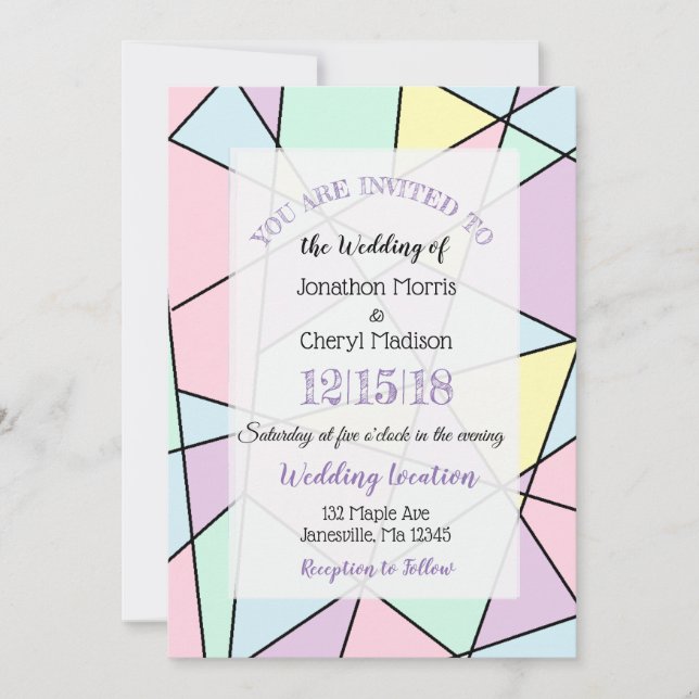 Pastel Colors Geometric Wedding invitations (Front)