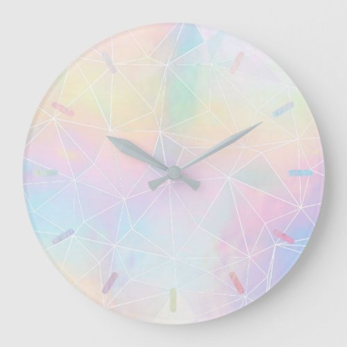 pastel colors geomettric design large clock