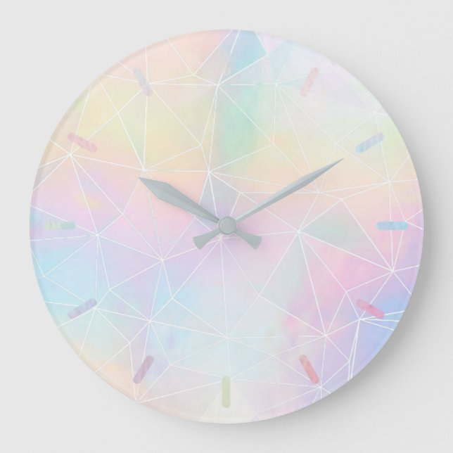 pastel colors geomettric design large clock (Front)