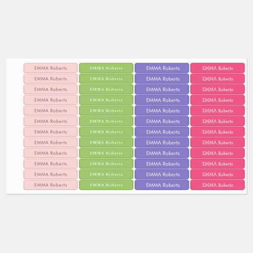 Pastel Colors Girls Iron on Name label 