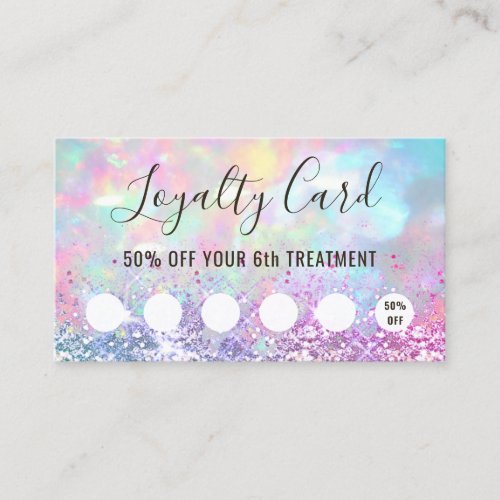 pastel colors glitter opal loyalty card