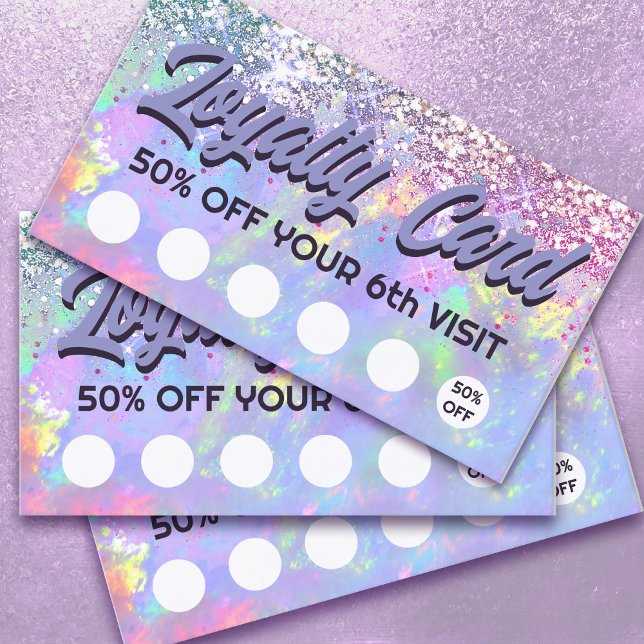 pastel colors glitter opal loyalty card (Creator Uploaded)