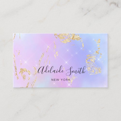 pastel colors gradients faux glitter business card