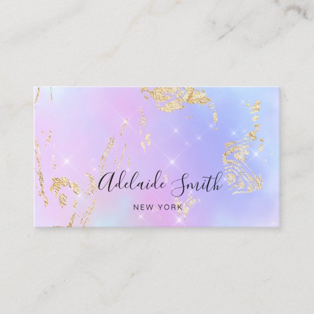 pastel colors gradients faux glitter business card (Front)