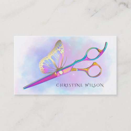pastel colors hairstylist butterfly logo business card