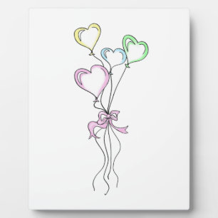 Pastel Colors Heart Balloons Plaque