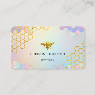 pastel colors hexagons bee logo business card