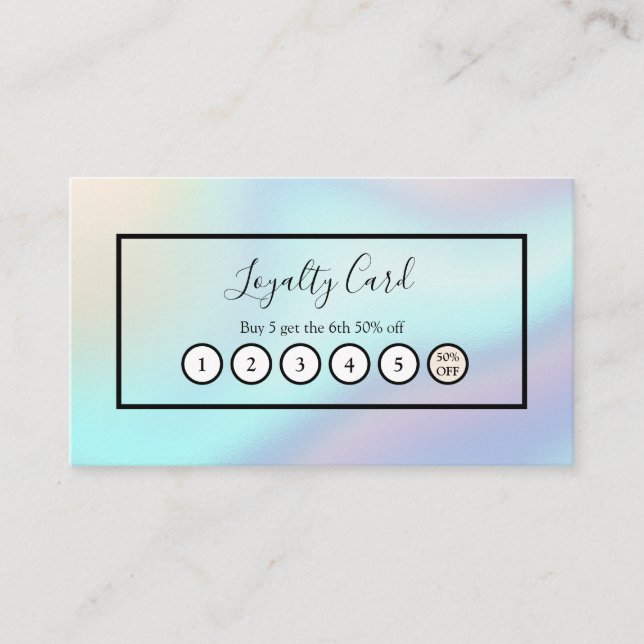 Pastel Colors Holographic Elegant Loyalty Business Card (Front)