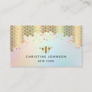 pastel colors honey bee design business card