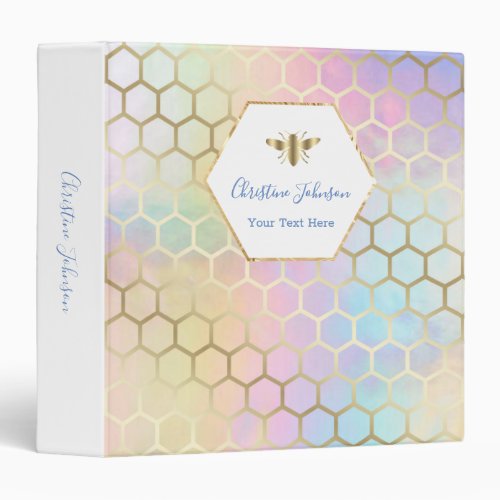 pastel colors honeycomb bee logo 3 ring binder