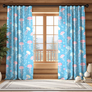 Pastel colors jellyfish pattern sheer curtains