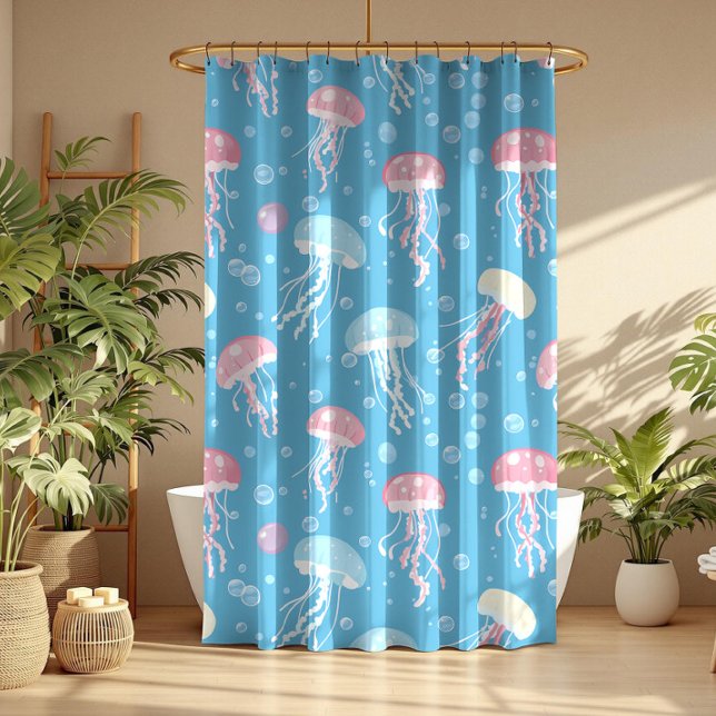 Pastel colors jellyfish pattern shower curtain (Creator Uploaded)