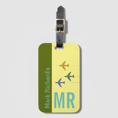 pastel colors jets travel luggage tag