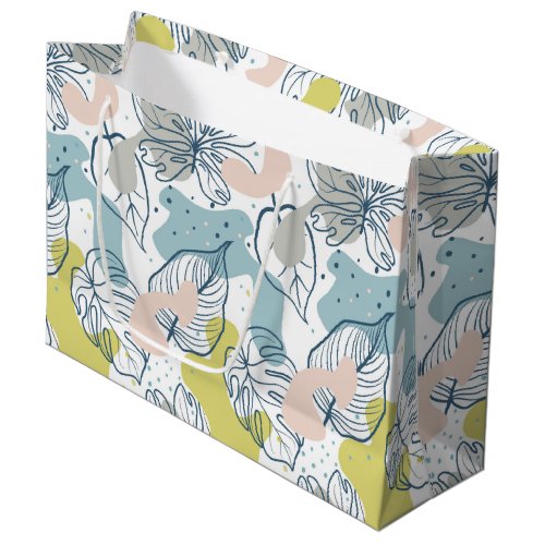 Pastel colors leaves and organic shapes pattern large gift bag