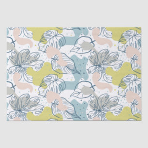 Pastel colors leaves and organic shapes pattern tissue paper