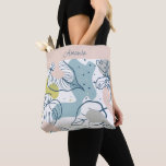 Pastel colors leaves and organic shapes pattern tote bag<br><div class="desc">Pastel colors with boho palm leaves with organic shapes and seamless patterns with a white background.
Optional name/monogram.</div>