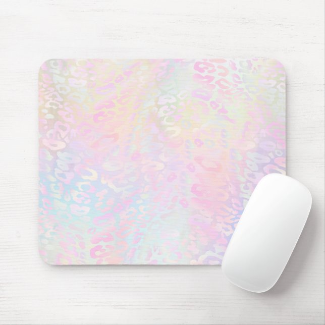 pastel colors leopard print mouse pad (With Mouse)