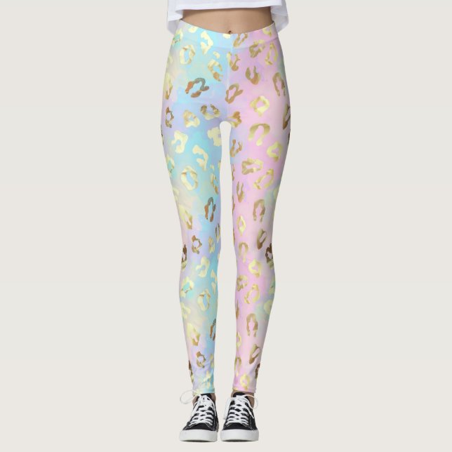Pastel Colors Leopard Skin Bandana Leggings (Front)