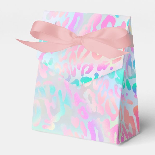 pastel colors leopard skin favor boxes (Front Side)