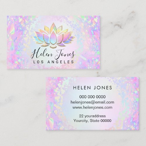 pastel colors lotus square business card