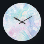 pastel colors marble background large clock<br><div class="desc">marble clock</div>