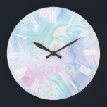 pastel colors marble background large clock<br><div class="desc">marble clock</div>