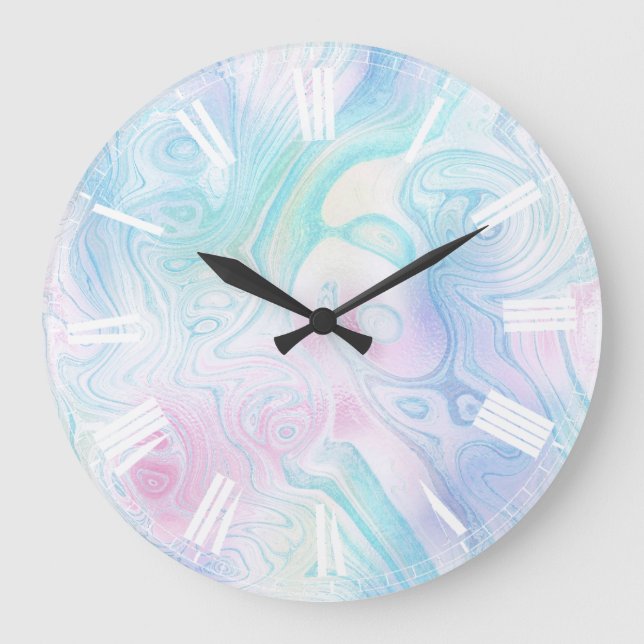 pastel colors marble background large clock (Front)