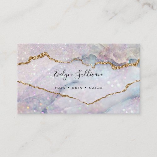 pastel colors marble gold veins business card