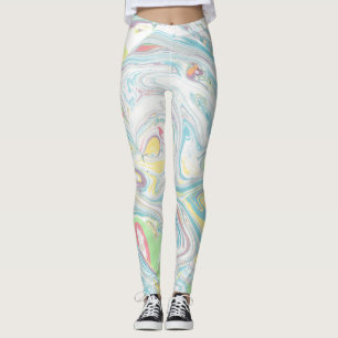 Pastel Colors Marbleized Swirly Background Leggings