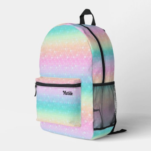 pastel colors mermaid design printed backpack