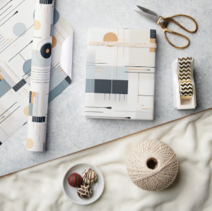 Pastel colors mid-century geometric pattern wrapping paper