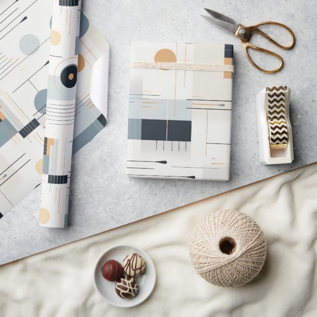 Pastel colors mid-century geometric pattern wrapping paper (Crafts)