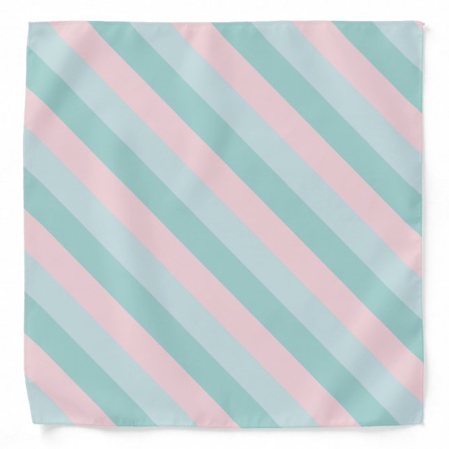Pastel Colors Mint Green Blush Pink Stripes Trendy Bandana (Front)