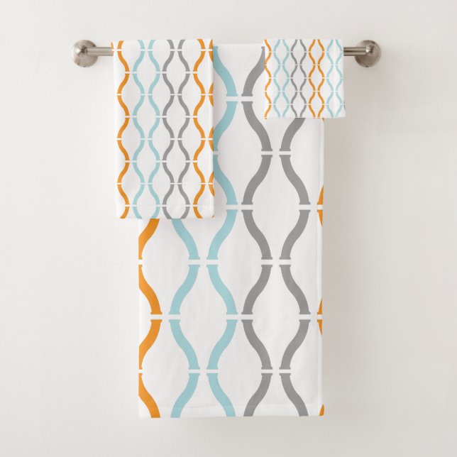 Pastel Colors Modern Geometric Lines Bath Towel Set (Insitu)