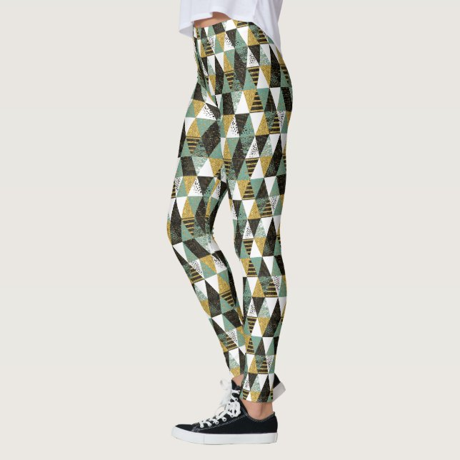 Pastel Colors Modern Geometric Triangles Pattern Leggings (Left)