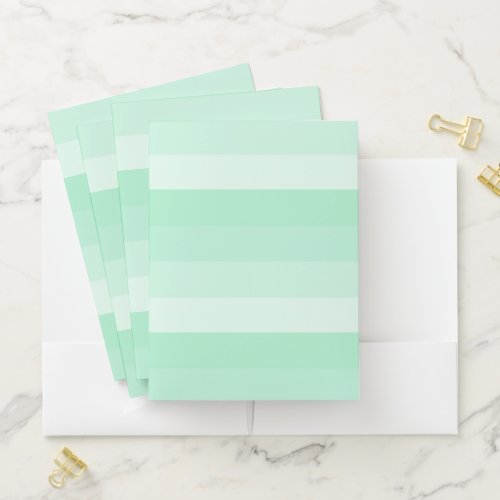 Pastel Colors Modern Mint Green Striped Elegant Pocket Folder