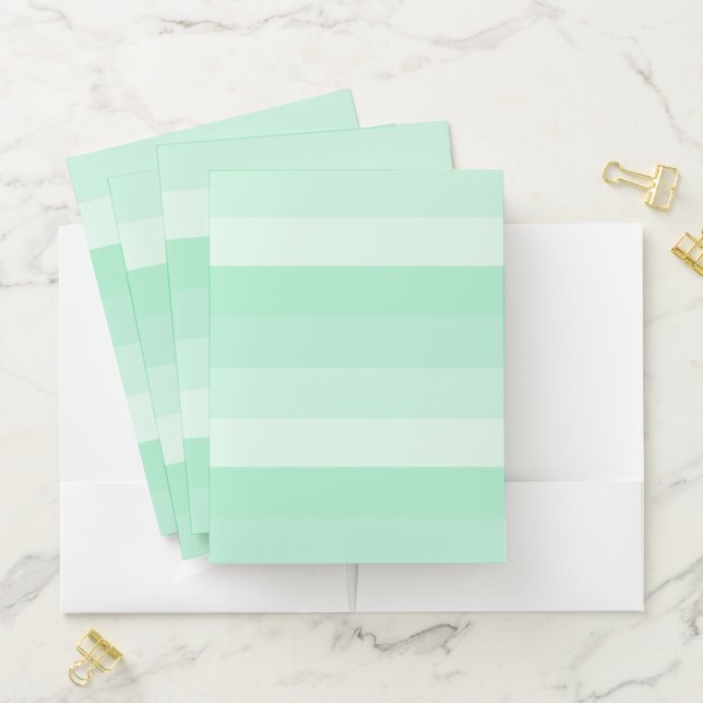 Pastel Colors Modern Mint Green Striped Elegant Pocket Folder (In Situ)