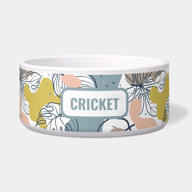 Pastel colors organic shapes pattern monogram bowl (Front)