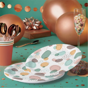 Pastel Colors Organic Shapes Seamless Pattern Paper Plates