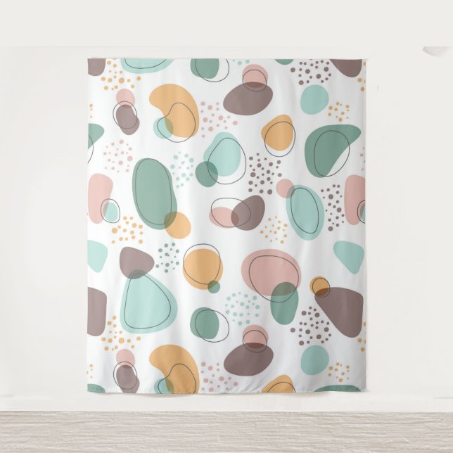 Pastel Colors Organic Shapes Seamless Pattern Tapestry (Front)