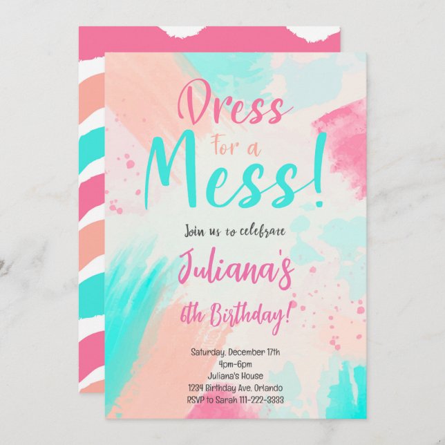 Pastel Colors Painting Birthday Invitation (Front/Back)