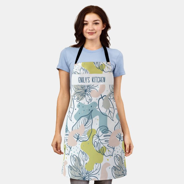 Pastel colors Palm leaves and organic shapes Apron (Worn)