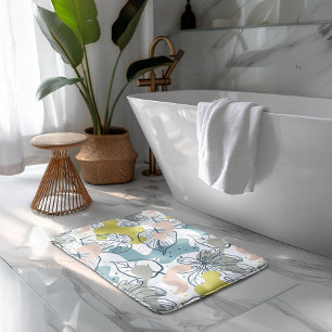 Pastel colors Palm leaves and organic shapes Bath Mat