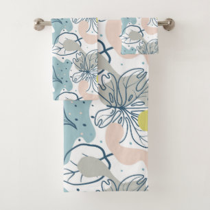 Pastel colors Palm leaves and organic shapes Bath Towel Set