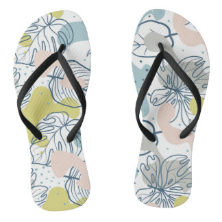 Pastel colors Palm leaves and organic shapes Flip Flops