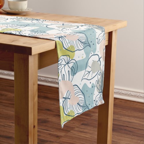 Pastel colors Palm leaves and organic shapes Long Table Runner