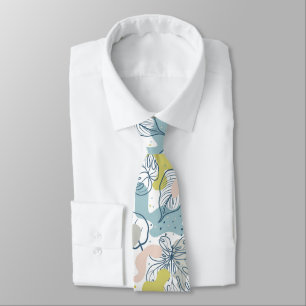 Pastel colors Palm leaves and organic shapes Neck Tie