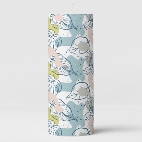 Pastel colors Palm leaves and organic shapes Pillar Candle